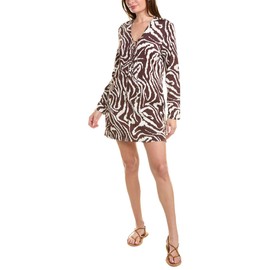 La Blanca Women's Lace Up Tunic Swimsuit Cover Up, Java//Fierce Lines, L