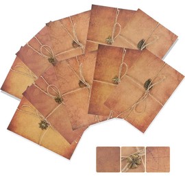 JZS Vintage Stationary Paper, 10 Set Envelope Antique Style Envelopes, A5 Writing Paper Old Style Envelope with Pendant Charms and Rope