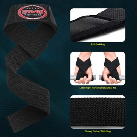 Farabi Sports Weight Lifting Gym Bar Straps No Slip With Modern Gel Flex Grips for Training, Powerlifting, Deadlift, Bodybuilding (Black)