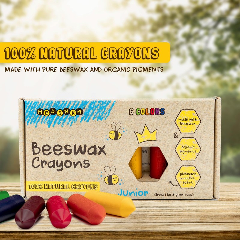 Medenka Beeswax Crayons Junior - 6 Colors - Crayons for