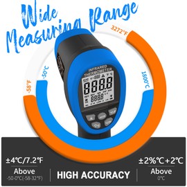 AIOMEST Digital Infrared Thermometer AI-1800,Handheld High Temperature Pyrometer Gun Non Contact Measuring -58~3,272℉,50:1 IR Laser Gauge for HVAC Kiln Cooking(NOT for Human Temp)