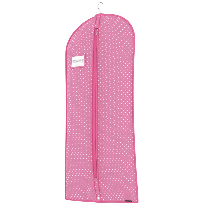HANGERWORLD Single Pink Polka Dot Breathable Garment Coat Cover Bag-for