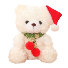 23cm Christmas Teddy Bear Dolls Plush Toy,9" Cute White Christmas Stuffed Teddy Doll Toy,Christmas Plushies,Christmas Collection Cuddly Toy Xmas Soft Toys for Kids Girls Boys Gifts for Christmas