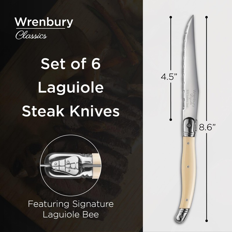 Wrenbury Laguiole Steak Knives Set of 6 Stainless Steel –