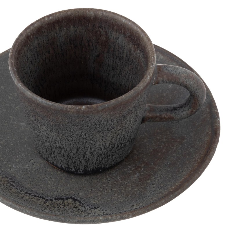 Marui Pottery MR-3-4388 Shigaraki Ware Hechimon Cup & Saucer, Capacity