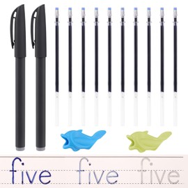funvce 10 x Magic Pen Refills with 2 Magic Pens and 2 Pen Holders for Reusable Magic Exercise Copy Book, Drawing Pen of Invisible Ink