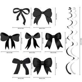 Funnio Lucu 42PCS Black Bow Party Hanging Swirls Decorations for Girls, Bow Coquette Birthday Decorations, Bachelorette Baby Shower Bridal Shower Party Supplies