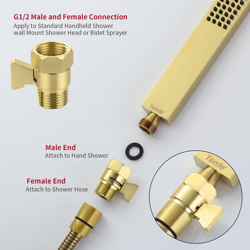 Water Flow Control Valve Brass Shut Off Valve,Brushed Brass Adjustable