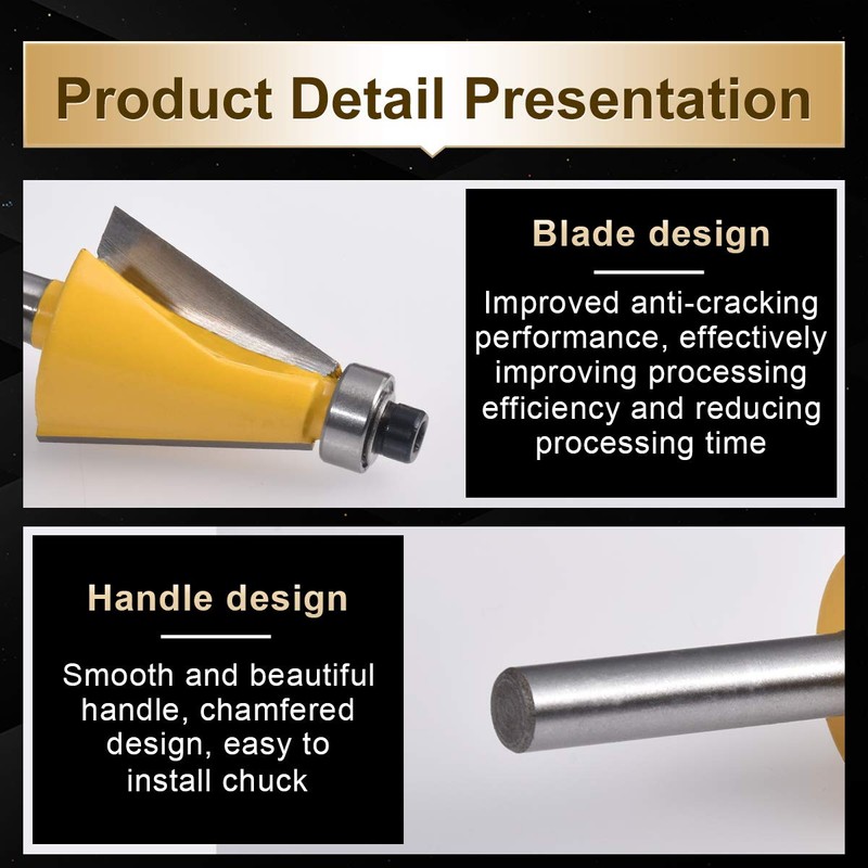 KATUR 15 Degree Chamfer and Bevel Edging Router Bit, Carbide