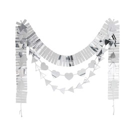 Silver Foil Layered Heart Garland Set - Party Decor - 3 Pieces