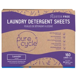 World Amenities Pure Cycle Laundry Detergent Sheets - No Spill Travel Pack - 160 Loads (Lavender Peppermint)