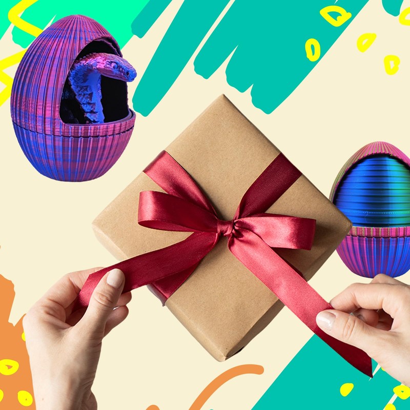 3D Printed Snake Eggs with 3D Printed Snake Inside, Cute