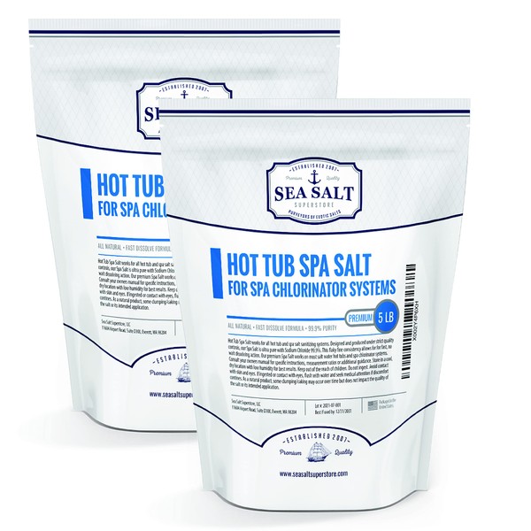 Hot Tub Spa Salt - Pool Salt for Salt Systems and Chlorine Generators Including Ace Freshwater, Hotspring, Jacuzzi, Caldera, Chloromatic - 10 Lbs/1000 Gallons - Sea Salt Superstore