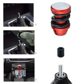 Lunsom Spring Shifter Knob, Aluminium Alloy Gear Stick Head Manual Auto Shifting Knob with 3 Adapters Metal Stick Grip Lever Shift Handle (Black Spring&Red)