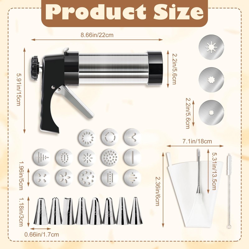 3-in-1 Churro Maker & Spritz Cookie Press Gun Kit, Stainless