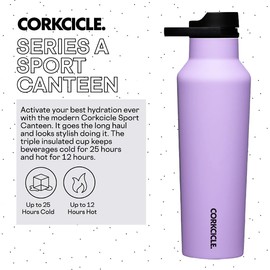 Corkcicle Sport Canteen Insulated Tumbler, Sun-Soaked Lilac, 20 oz – Reusable Water Bottle Keeps Beverages Cold for 25 Hours & Hot 12 Hours – Cupholder Friendly Tumbler with Screw-On Cap