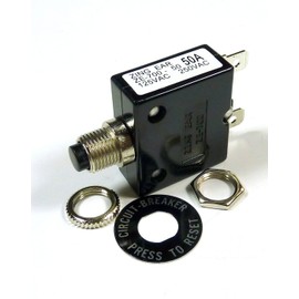 Philmore 50A Push Button Manual Reset Thermal Circuit Breaker 50V DC, 125V AC