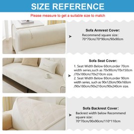 GKXLH Soft Milk Flannel Sofa Cover, Washable, Seat Cushion Covers, Non-Slip Cover for 1-, 2-, 3-Seaters, Cover for Sectional Sofa, Sofa Throw, L-Shape Furniture Protector, Beige White, 70 x 70 cm