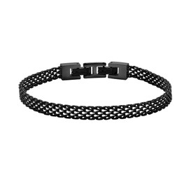 Geoffrey Beene Stainless Steel 6mm Italian Mesh Link Bracelet (Black)