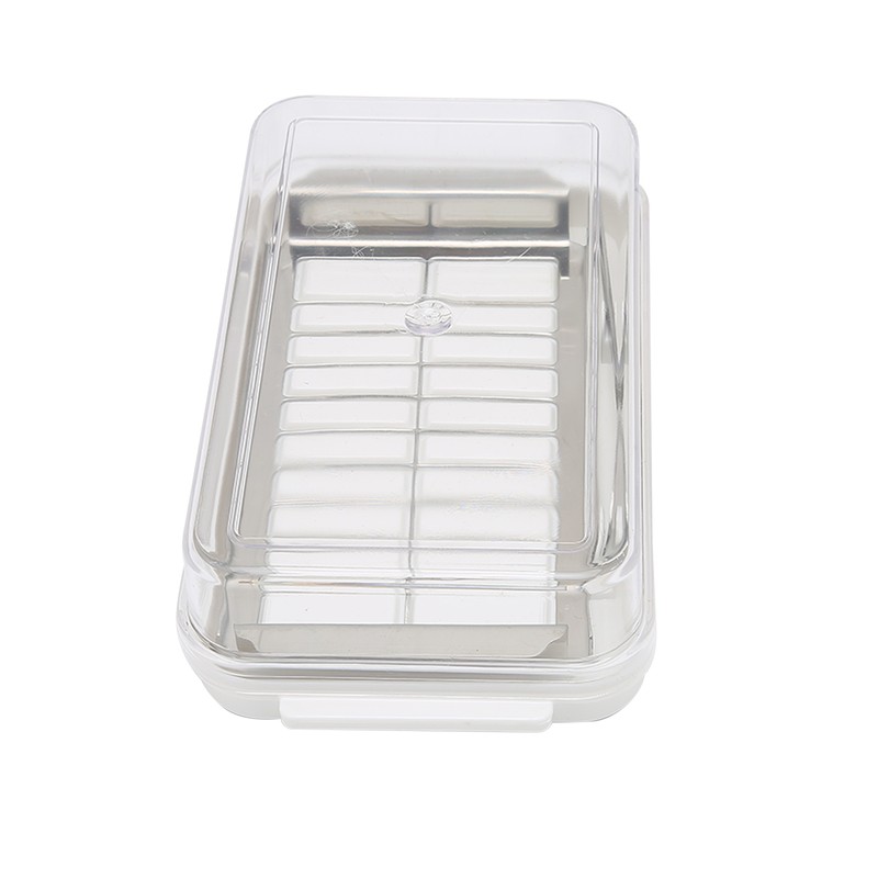 Stainless Steel Butter Cutter Box Cheese Storage Container with Transparent