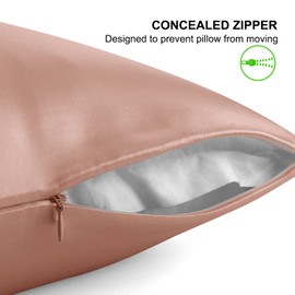 ALASKA BEAR 100% 19 Momme Mulberry Silk Pillowcase, 50x75 cm, Both Sides Silk, 600 Thread Count, Hypoallergenic Pillow Shams Cover for Skin Health with Hidden Zipper (1pc, Rose Gold)