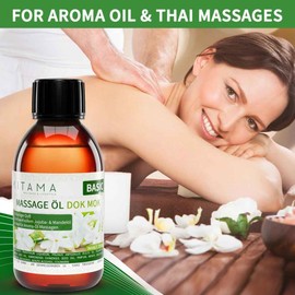 Kitama Massageöl Aroma Dok Mok Thai Wasser-Jasmin - Körper-Öl für Massagen - Pflegeöl - Aroma-Öl - pflegendes Entspannungs-Öl - 250ml