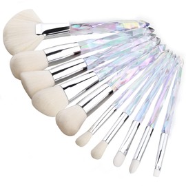 Kingtree - Juego de 10 brochas de maquillaje con mango transparente y deslumbrante para base de maquillaje profesional Kabuki, corrector, sombra de ojos, delineador de ojos, do