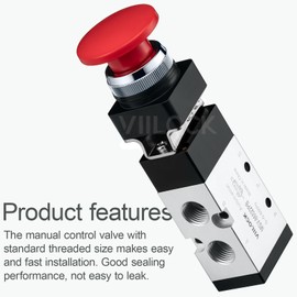 VIILOCK Pneumatic Mechanical Valve, 1/4” NPT 5 Way 2 Position Momentary Push Button Manual Control Air Valve MSV-86522PB