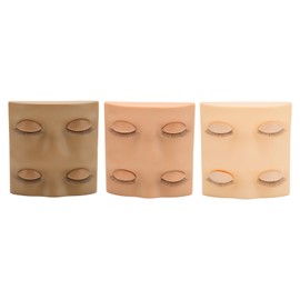3Pcs Eyelash Practice Mannequin Head Double Layer Lash Mannequin Head with 2 Pairs Replacement Eyelids