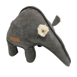 D&D Home, Elegant Corduroy Liz Dog Toy, 27 x 18 cm, Grey, Filling 100% Polyester, Fine Workmanship - Fur Ears, with Squeaky Toy in Trompe for Even More Fun for Dogs