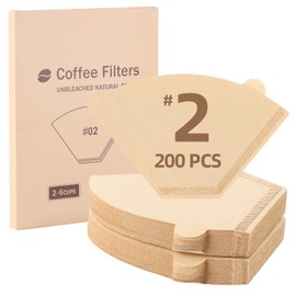 Coffee Filter #2, Unbleached Coffee Filters Cone Paper for Pour Over and Drip Coffee Maker, 200 Count