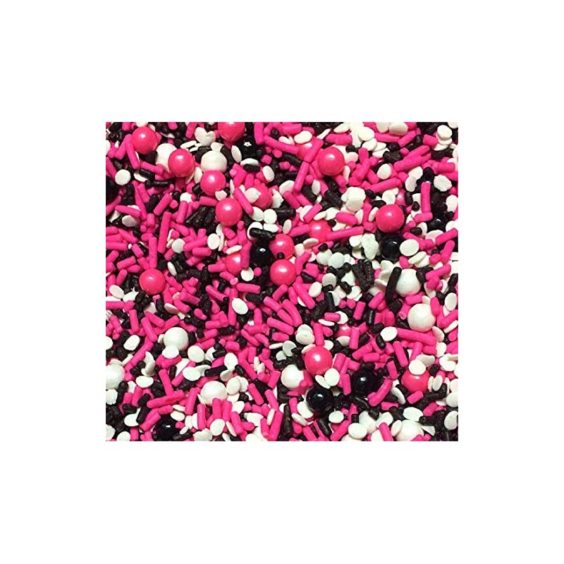 Pink Black White Edible Confetti Sprinkles Cake Cookie Cupcake IceCream