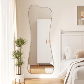 QDSSDECO Full Length Mirror with Bracket 63"x24" Irregular Wall Mirror Vase Frameless for Living Room Bathroom Bedroom Entryway Decor