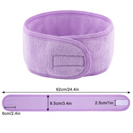 Whaline Spa Facial Headband 4 Packs Head Wrap Terry Cloth Headband Adjustable Stretch Towel for Bath, Makeup and Sport (Light Purple)
