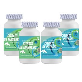 Isaaquim Pack 2 Citrato de Magnesio + 2 Citrato de Potasio – 480 Cápsulas | 240 mg de Magnesio + 631 mg de Potasio Elemental por Porción (3 Cápsulas) 