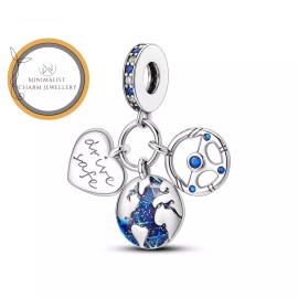 Minimalist Charm Jewelry Drive Safe Heart Dangle Charm, World Charm, Heart Charm, Women Gift Charm
