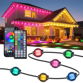 KISUFU 50ft RGB+CCT Permanent Outdoor Lights for House,135LM IP67 Outdoor Ground Lights,15-Pack Low Voltage Landscape Lighting for Halloween Christmas Garden Yard Walkway