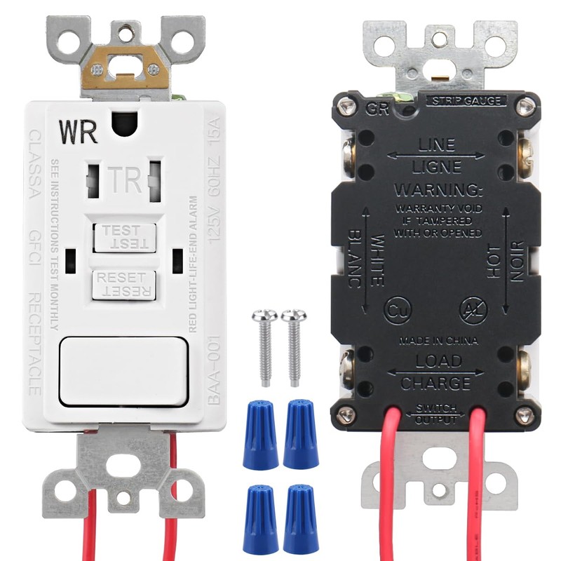Baomain GFCI Outlet Receptacle with Switch, 15A 125VAC, Tamper Resistant