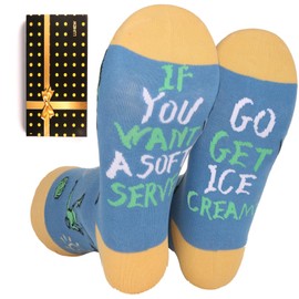 Novelty Volleyball Socks Crew Socks,Volleyball Lover Gift If You Want A Soft Serve Go Get Ice Cream Socks for Volleyball Player