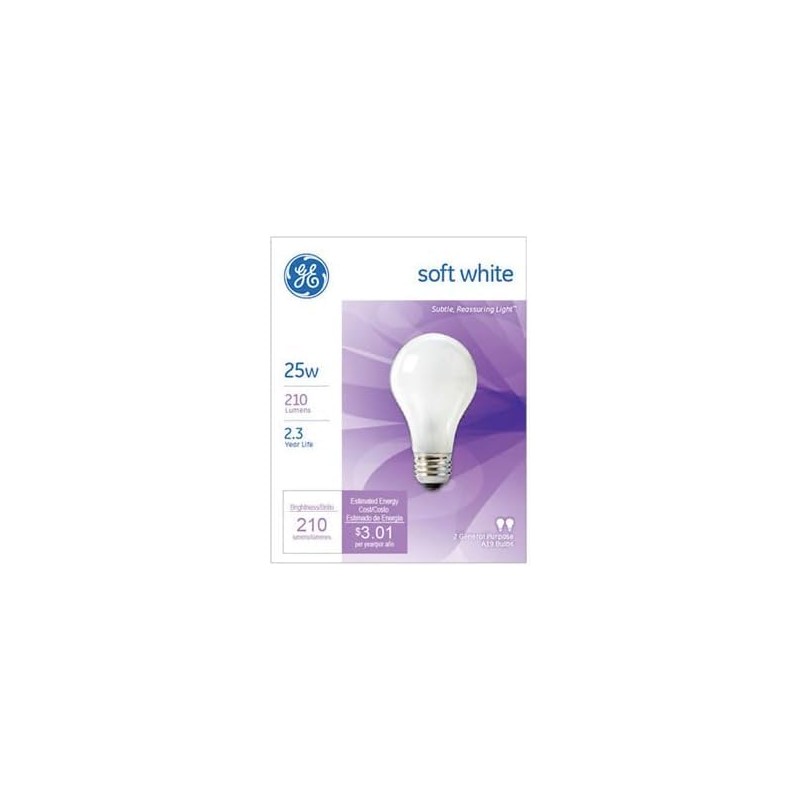 BULB SFTWHT 25A/W PK2 GE