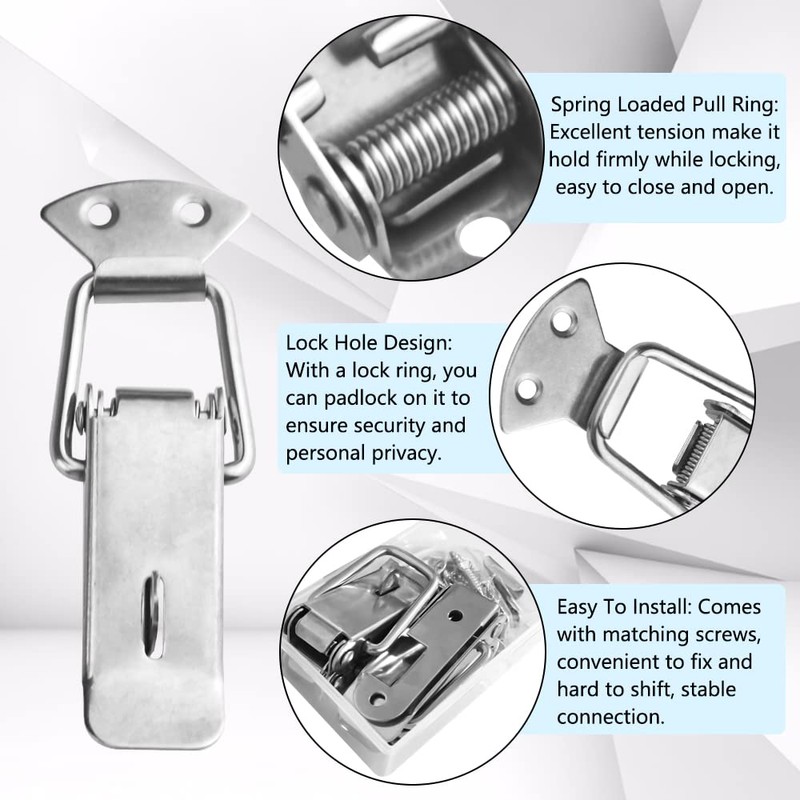 WMYCONGCONG 4 Pack 304 Stainless Steel Spring Loaded Toggle Latch