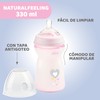CHICCO, Biberón Natural Feeling, Color Rosa, 330 ml