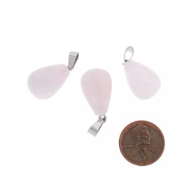 Unbranded Teardrop Rose Quartz Gemstone Charm 3D - GEM146