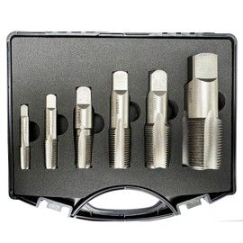 NPT Pipe Tap Set 6-Piece NPT Pipe Tap Repair Kit, Carbon Steel, Essential Sizes 1/8" to 1" for Thread Maintenance