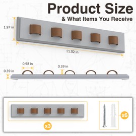 Durmmur 3 Pack Sunglass Organizer, Wall Mounted Sunglasses Organizer, Wooden Glasses Holder Sunglass Holder, Sunglasses Rack for Hanging Your Multiple Eyeglasses, for Wall, Home Decor(Light Grey)