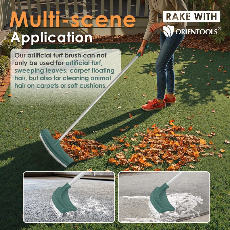 ORIENTOOLS Artificial Grass Brush, Curved Turf Rake Artificial Lawn Brush