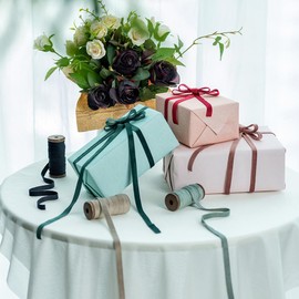 CHUQING Gift Ribbon, Green Decorative Velvet Ribbon, 4.57 m x 10 mm, Mint Green Ribbon, Jewellery Ribbon for Gift Wrapping, Christmas, Wedding, Christmas Decoration