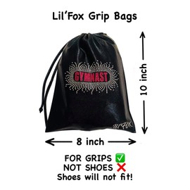 LIL'FOX 8" x 10" Drawstring Girls Grip Bag for Gymnastics 26cm x 20cm - Storage Bag Gym Pouch Lightweight Drawstring Bags for Personal Equipment - Shiny Foil with Rhinestones