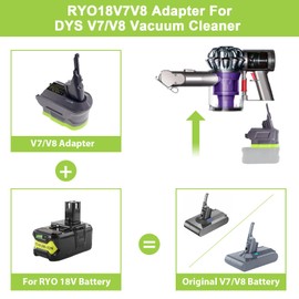 MAKBOS V7 V8 Battery Adapter for Ryobi 18V Battery Convert to for Dyson V7V8 Battery,Cordless Stick Vacuum Cleaner Animal Absolute Fluffy (Adapter only)