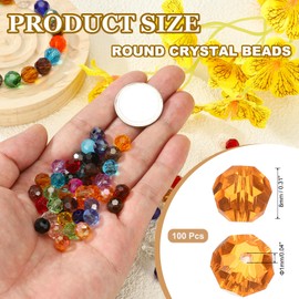 PATIKIL Runde Kristallperlen, 8 mm, 100 Stück, facettierte Glasperlen, lose Abstandshalter für Schmuckherstellung, Armband, Halskette, Ohrringe, Windspiele, Handwerk, Orange